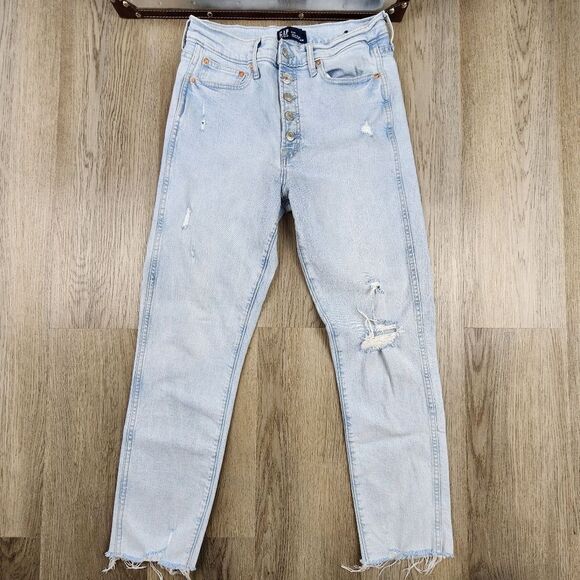 Gap High Rise Vintage Slim Distressed Jeans Size 8 - Picture 1 of 6